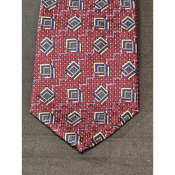 Vintage Louis Feraud Geometric Pattern Silk Tie - Picture 5 of 10